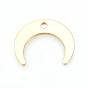 Brass Charms, Double Horn/Crescent Moon, Nickel Free, Real 18K Gold Plated