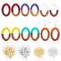 DIY Dangle Oval Earring Making Kits, 1 Box 12Pcs Resin & Walnut Wood Pendants, 60Pcs Iron Earring Hooks, 100Pcs Jump Rings