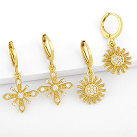 Zircon Sunflower Earrings - Creative European and American Jewelry, ERV28