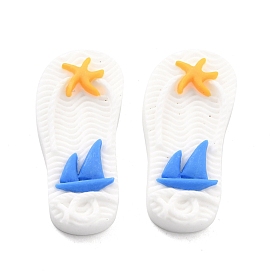 Cabuchones de resina opacos, Tema oceánico, chanclas con estrella de mar y velero