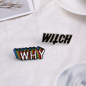 Fashion creative color overlapping shadow letter design drop oil brooch WHY English letter wild badge