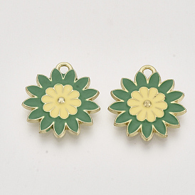 Colgantes de esmalte de aleación de dos tonos, la luz de oro, flor