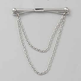 Brass Hanging Chains Collar Pins Tie Clips, Cardigan Clips for Men Women