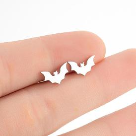 Stainless Steel Bat Stud Earrings for Women - Minimalist Animal Ear Jewelry