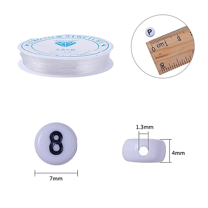 NBEADS DIY Jewelry Making, Opaque Acrylic Beads, Letter & Number, with Elastic Crystal Thread