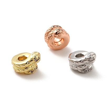 Реечное покрытие латунь микро паве кубический цирконий европейские бусины, долговечный, без свинца и без кадмия, колонна со змеей