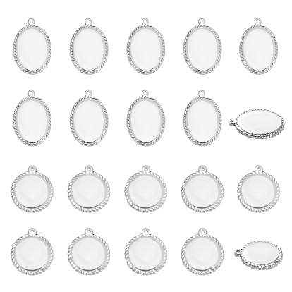 20Pcs 2 Style 304 Stainless Steel Pendants, Mixed Shapes, Stamping Blank Tag
