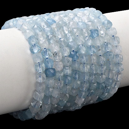 Природные Аквамарин бисер нитей, граненые, кубические