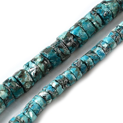 Синтетические серебряные нити бирюзовых бусин, окрашенные, диск, Heishi бусы