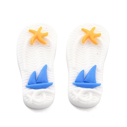 Cabuchones de resina opacos, Tema oceánico, chanclas con estrella de mar y velero