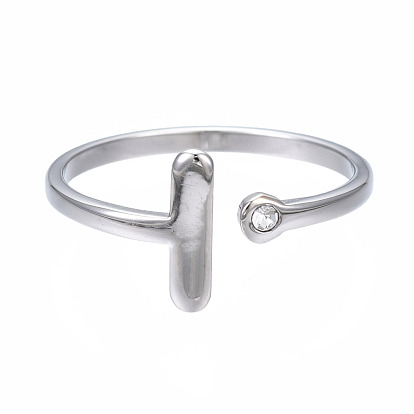 304 anillo de puño abierto con barra de acero inoxidable para mujer