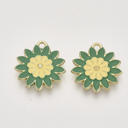 Colgantes de esmalte de aleación de dos tonos, la luz de oro, flor