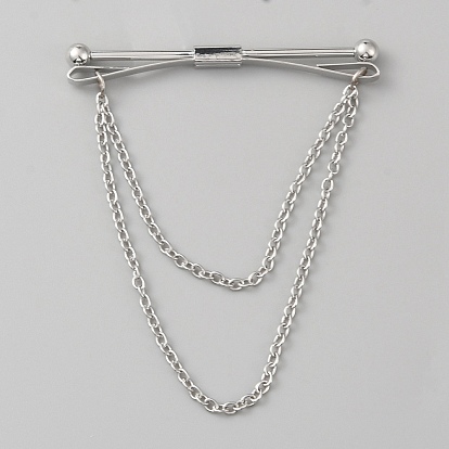Brass Hanging Chains Collar Pins Tie Clips, Cardigan Clips for Men Women