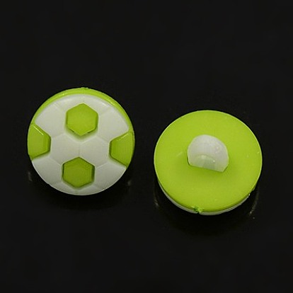 Sports Theme, Acrylic Shank Buttons, 1-Hole, Dyed, FootBall/Soccer Ball
