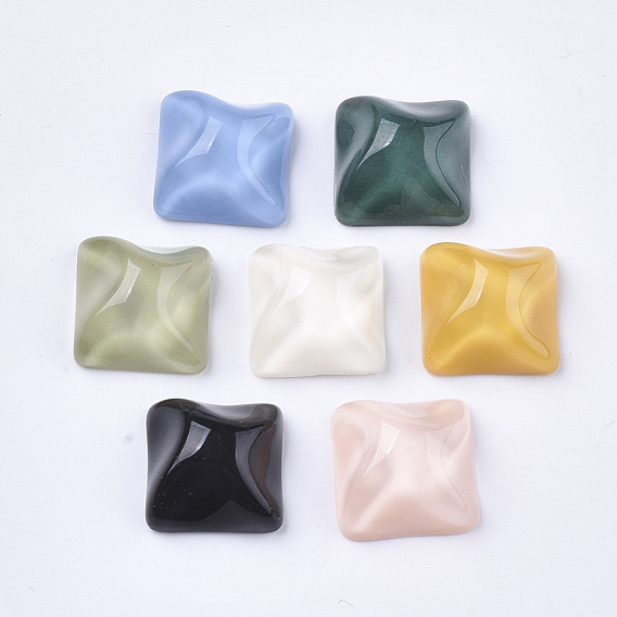 Resin Cabochons, Imitation Cat Eye, Waved Square