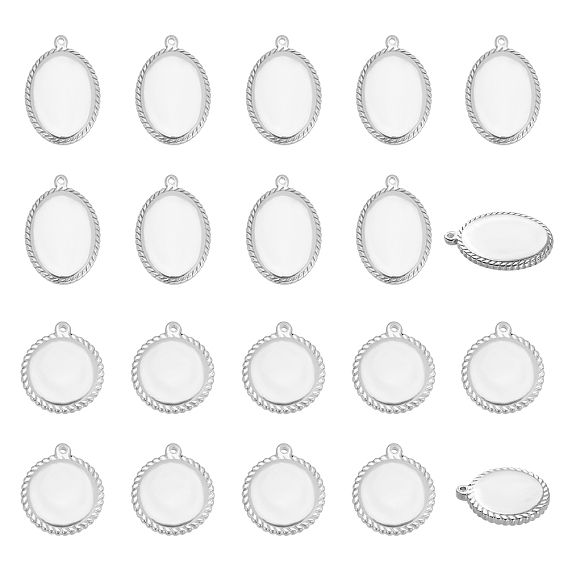 20 PC 2 Stil 304 Edelstahlanhänger, Mischformen, leere tag stempeln