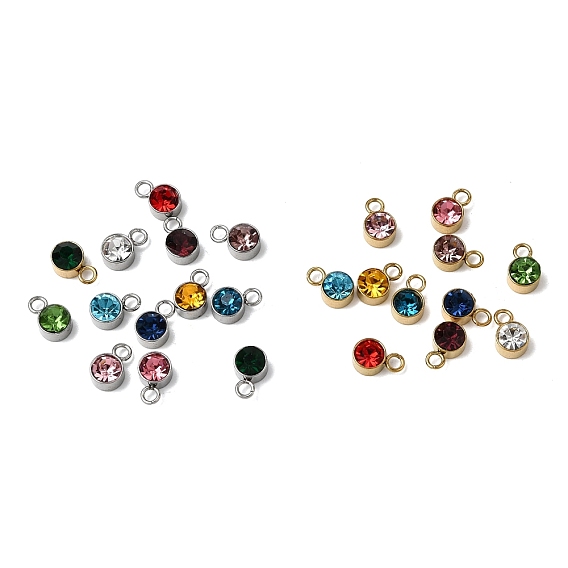 12 шт. камни по знаку зодиака 304 подвески из нержавеющей стали, плоско-круглые, со стразами, без свинца, без кадмии и без никеля
