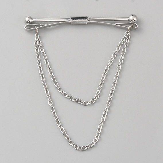 Brass Hanging Chains Collar Pins Tie Clips, Cardigan Clips for Men Women
