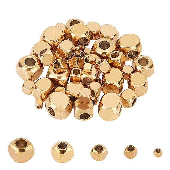 PVD Vacuum Plating 304 Stainless Steel Spacer Beads, Cube