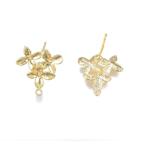 Messing blume ohrstecker, mit horizontalen Schleifen, Nickel frei