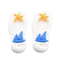 Opaque Resin Cabochons, Ocean Theme, Flip Flops with Starfish & Sailboat