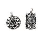 304 подвески из нержавеющей стали, прямоугольный и плоский круглый брелок, античное серебро