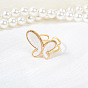 304 Stainless Steel Enamel Cuff Open Rings for Women, Butterfly