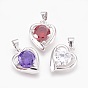 Brass Micro Pave Cubic Zirconia Pendants, Heart