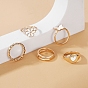 Rhinestone Finger Rings Set with Imitation Pearl Beaded, Alloy Enamel Stackable Rings for Women