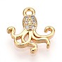 Латунные микропаве прозрачные подвески с фианитом, чары кальмара, без кадмия, без никеля и без свинца