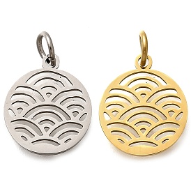 304 прелести нержавеющей стали, с целью перехода в кольце, плоский круглый шарм, лазерная резка, ионное покрытие (ip)