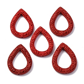 Киноварь бисера, резные лакированные, полая слеза