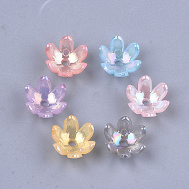 Transparentes bouchons acrylique de perles, couleur ab , 6 pétales, fleur de tulipe / muguet