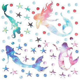 Gorgecraft 2 Sheets 2 Style PVC Wall Stickers, for Home Living Room Decoration, Mermaid Pattern