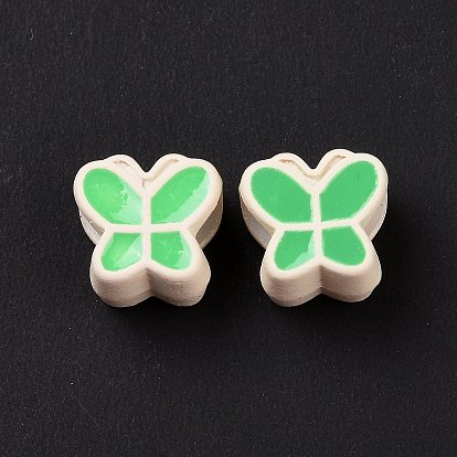 Rubberized Style Acrylic European Beads, with Enamel, Large Hole Beads, Butterfly