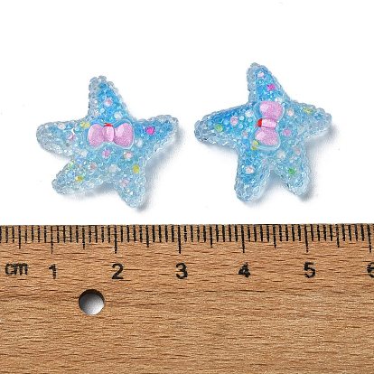 Transparent Epoxy Resin Decoden Cabochons, with Paillettes, Starfish with Bowknot