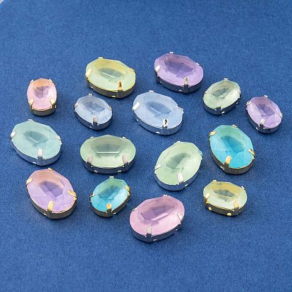 Овал пришиваем стразами, матовое стекло k9 со стразами, многожильных ссылки, с латунной фурнитурой , разноцветные