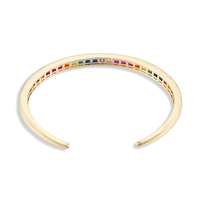 Красочный кубический цирконий открытый браслет-манжета, украшения из латуни для женщин, без никеля 