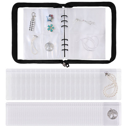 Organizador de joyas de PVC transparente con cremallera y libros de almacenamiento, con bolsas resellables, Rectángulo