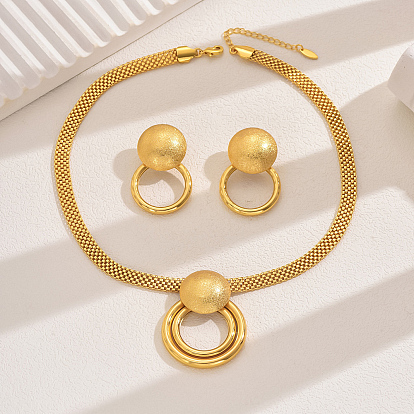 Элегантные винтажные повседневные круглые/кольцо железные серьги и ожерелья наборы для женщин