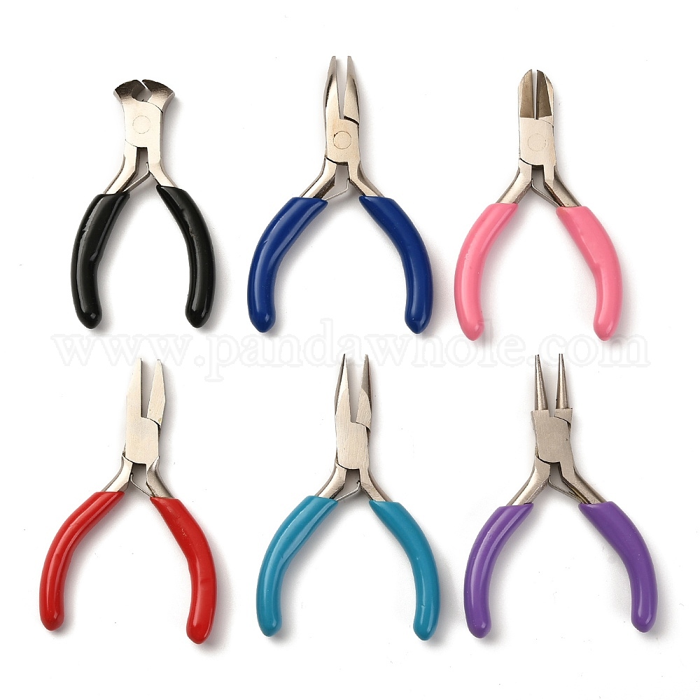 China Factory 45# Carbon Steel Jewelry Pliers Set, Including End Cutting  Plier, Short Chain Nose Plier, Side Cutter Plier, Flat Nose Plier, Needle  Nose Plier, Round Nose Plier 6pcs/set in bulk online 