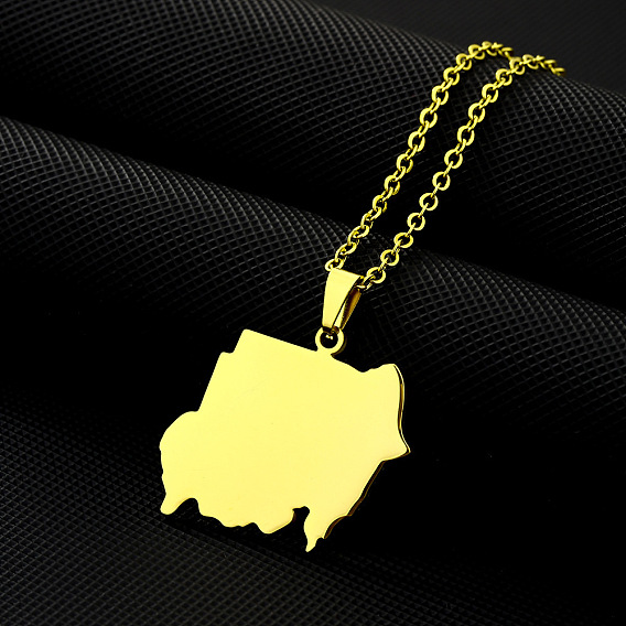 201 Кулон в виде карты Судана из нержавеющей стали