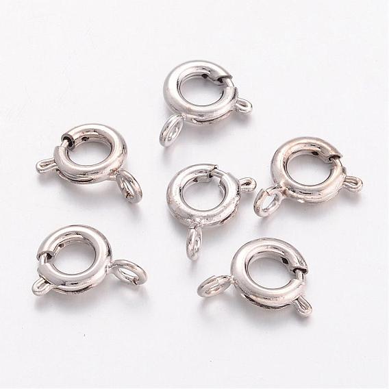 Cierres de anillo de resorte de latón, componentes de la joyería, 6 mm, agujero: 1.5 mm