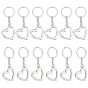 12Pcs Alloy Keychain, with Iron Key Rings, Heart