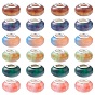24Pcs 6 Colors Rondelle Resin European Beads, Large Hole Beads, Imitation Stones, with Silver Tone Brass Double Cores