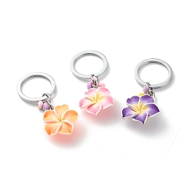 Porte-clés fleur en argile polymère, avec les accessoires en alliage