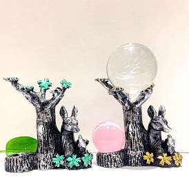 Resin Sculpture Pedestal Display Decorations, Crystal Spheare Holder, for Home Office Desk