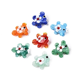 Handmade Lampwork Beads Strands, Goldfish with Flower