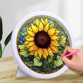 Sunflower DIY Diamond Painting Kits, Including Acrylic Rhinestones Bag, Diamond Sticky Pen, Tray Plate, Glue Clay and Canvas