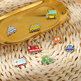 Adorable Alloy Enamel Car Family Brooch Pin - Fashionable Clothing Accessory Badge
